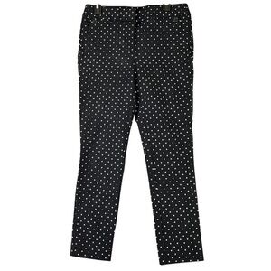 LOFT Womens 6 Marisa Skinny‎ Pants Black White Polka Dot Stretch Business Casual